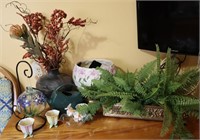 Collection of Pots w/Faux Flowers & Ferns