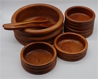 7pc Kalmar Teak Wood Bowls+