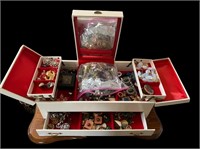 Large Jewelry Box w\Brooches, Earrings++