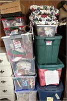 Christmas Decor-10 Tubs, 1 Box & Seat Cushions