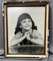 Vintage 60” Large Framed Photo of Girl
