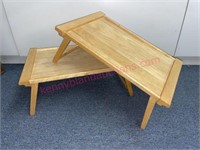 Pair: Folding wooden trays