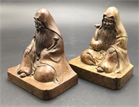Bronze Chinese Wise Old Man Bookends