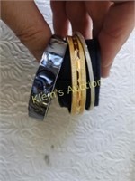 3 vintage bangle bracelets, MOP, gold tone too