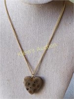 vtg petoskey stone heart necklace Korea!