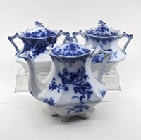W.H. Grindley Flow Blue Tea and Sugar Pots