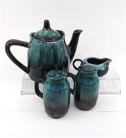 Blue Mountain Pottery Coffee Pot, Creamer, S&P