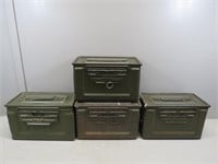 (4) Empty Metal 50 Cal. M2 Military Ammo Cans.