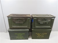 (4) Empty Metal Military Ammo Cans – (2) .50 Cal.