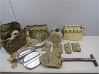 WWII USMC Gas Mask, Magazine Pouches, T-Handle