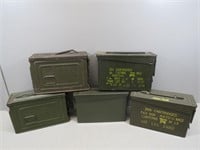 (5) Empty Metal Military Ammo Cans – (2) .30 M1,