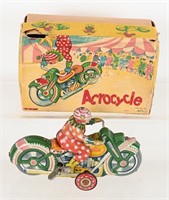 JAPAN TIN WINDUP CLOWN MOTORCYCLE w/ BOX