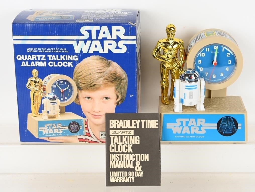 BRADLEY STAR WARS R2-D2 C-3PO TALKING ALARM CLOCK