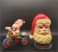 Two Vintage Wind Up Christmas Toys