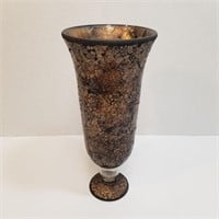 Large Brown Mosaic Glass Vase - 15" h