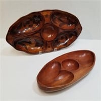Carved Wood Serving Platters - Vintage