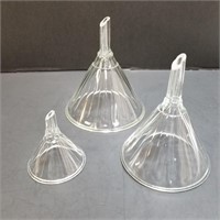 Heavy Graduated Ribbed Glass Funnels