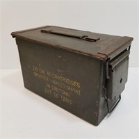 Green Metal Ammo Box - Empty - Vintage