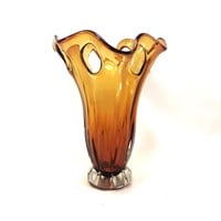 Amber Art Glass Vase