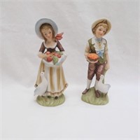 Lefton Boy & Girl Figurines - 1960s Porcelain