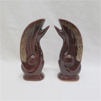 Mid Century Art Deco Ceramic Swan Figurines -
