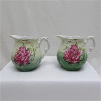 China Pitchers with hand painted floral roses