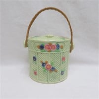 Rattan Handled Lidded Jar for biscuits or crackers