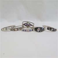 Bracelets - Mexico - silver tone - shell inlaid
