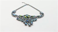 Unsigned BEAUTY Blue AB Victorian Drop Necklace +