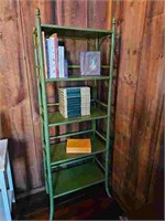 Vintage Green Painted Faux Bamboo Etagere Shelf