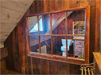 Antique Reclaimed Barn Window Wall Mirror