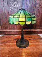 Small Antique / Vintage Leaded Glass Table Lamp