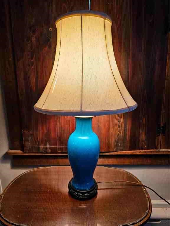 Chinese Turquoise Glazed Porcelain Table Lamp