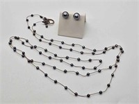 Black Pearl & Sterling Necklace Set