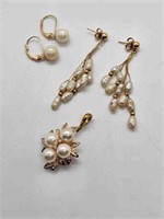 Lot of 14k Gold & Pearl Jewelry