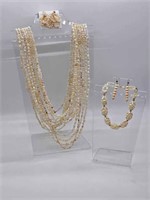 5 pc Baroque Pearl Jewelry Necklace Sets