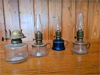 Grouping of 4 Antique Miniature Finger Oil Lamps