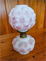 Pink & White Satin Glass Miniature Banquet Lamp