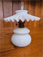 Miniature Milk Glass Oil Lamp