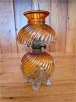 Amberina Rib Swirl Glass Miniature Oil Lamp