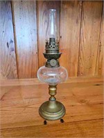 Antique Brass & Glass Miniature Oil Lamp