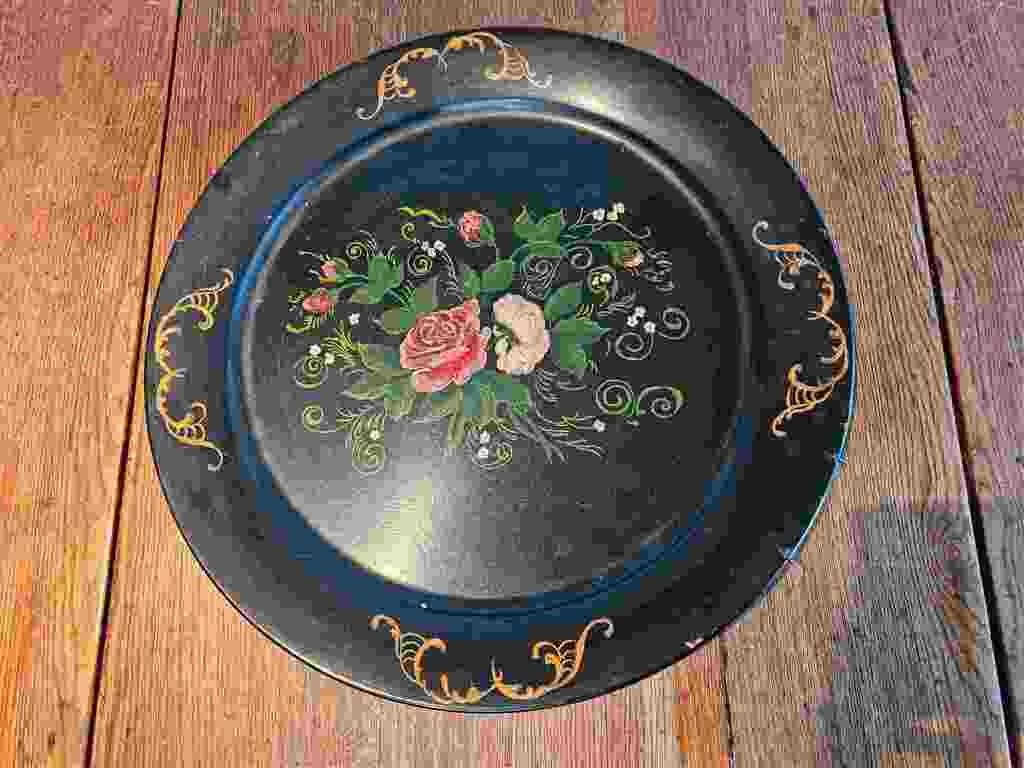 Vintage Toleware Painted Charger