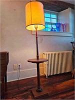 Vintage Wooden Floor Lamp w/ Round Table