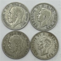 (KC) 4 Silver Great Britain Coins 55.4 grams