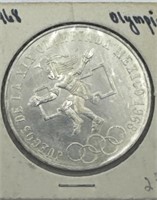 (JK) 1968 Silver Olympic Mexican 25 pesos Coin