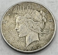 (T) 1922s Silver Peace Dollar Coin