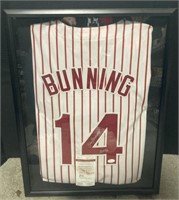(D) Jim Bunning signed framed jersey JSA