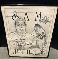 (D) Sam Jethro signed framed poster 1950 ROY not