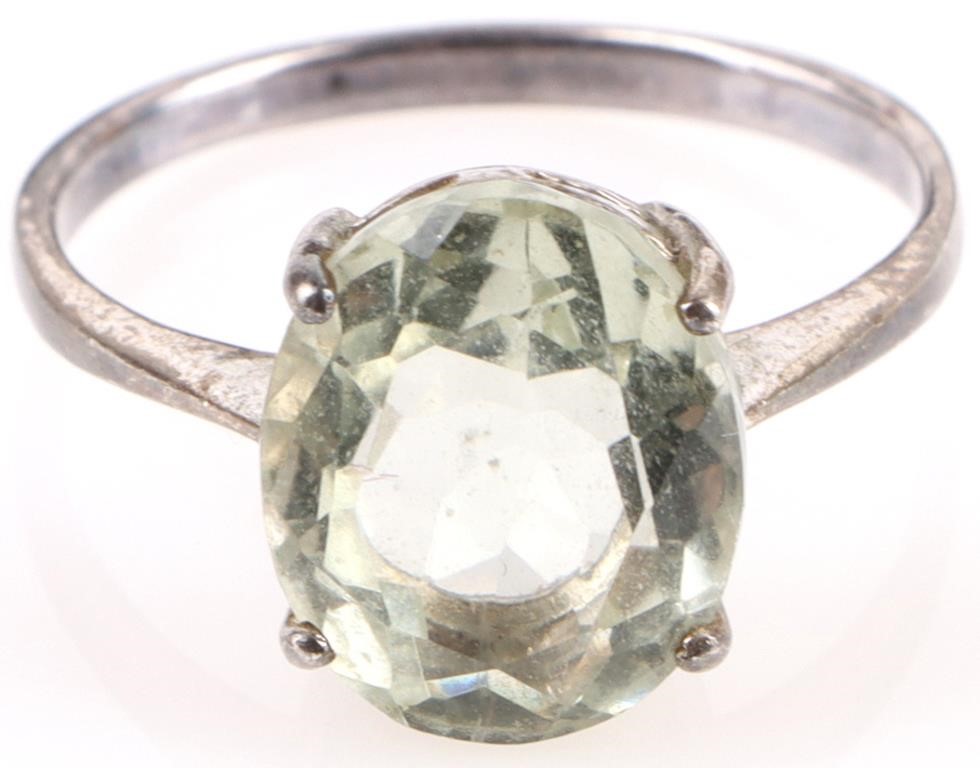 3.25CT OVAL AQUAMARINE LADIES STERLING SILVER RING