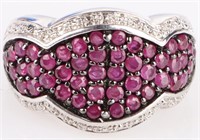 RED RUBY ORNATE STERLING SILVER LADIES RING
